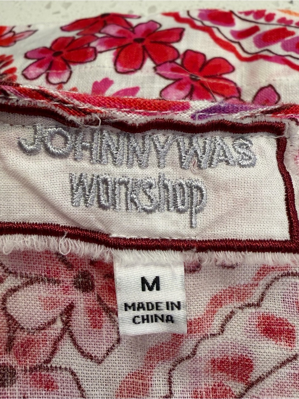 Johnny Was Workshop Lillet Linen Top Red Pink Paisley Medium - Picture 2 of 10